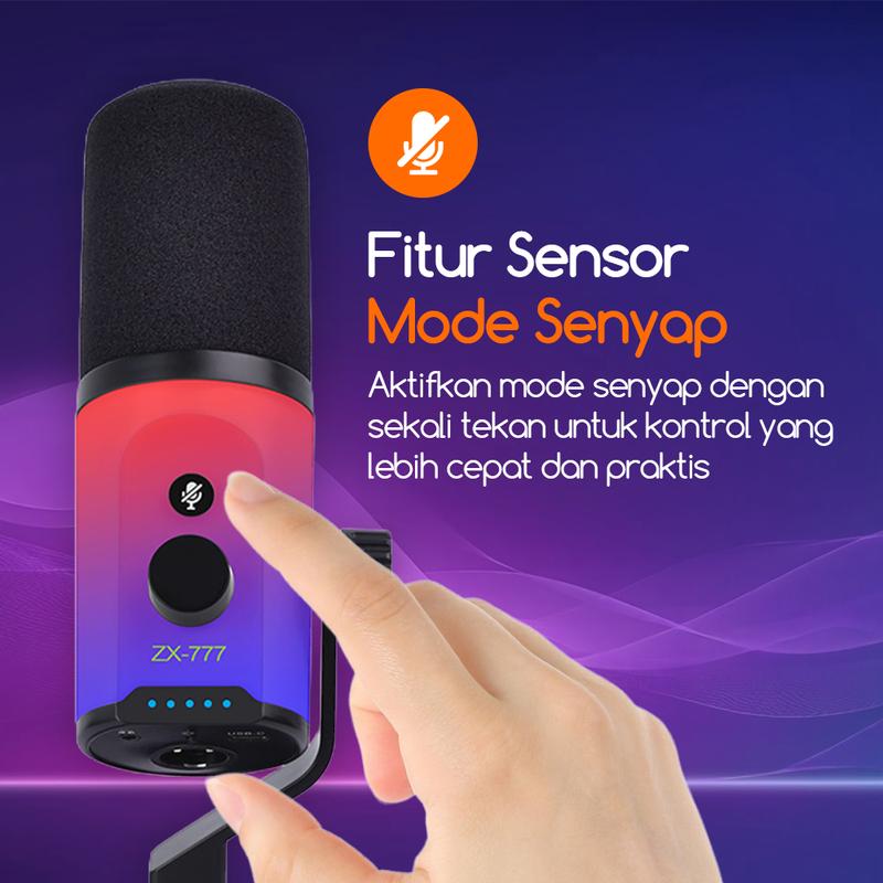 Bonkyo YU7 Mikrofon USB Mikrofon Dinamis Peredam Kebisingan 2-in-1 ...