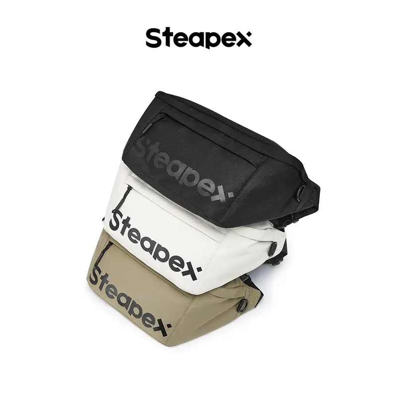 Steapex tas selempang besar tahan air tas gym tas olahraga fashion untuk pria dan wanita Tas kanvas hitam shoulder pack Canvas Slingbag 6
