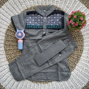 kurta muslim madina bordir lengan pendek\\baju koko yang cocok buat anak yang aktif bahan lembut dan Nyaman
