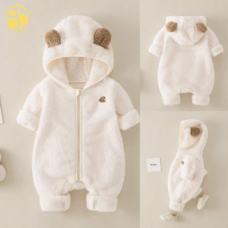  Bodysuit Lông Cừu cho bé gái bé trai Body dài tay Hình gấu cho bé trai bé gái Quần áo sơ sinh bé trai bé gái 0-12M 