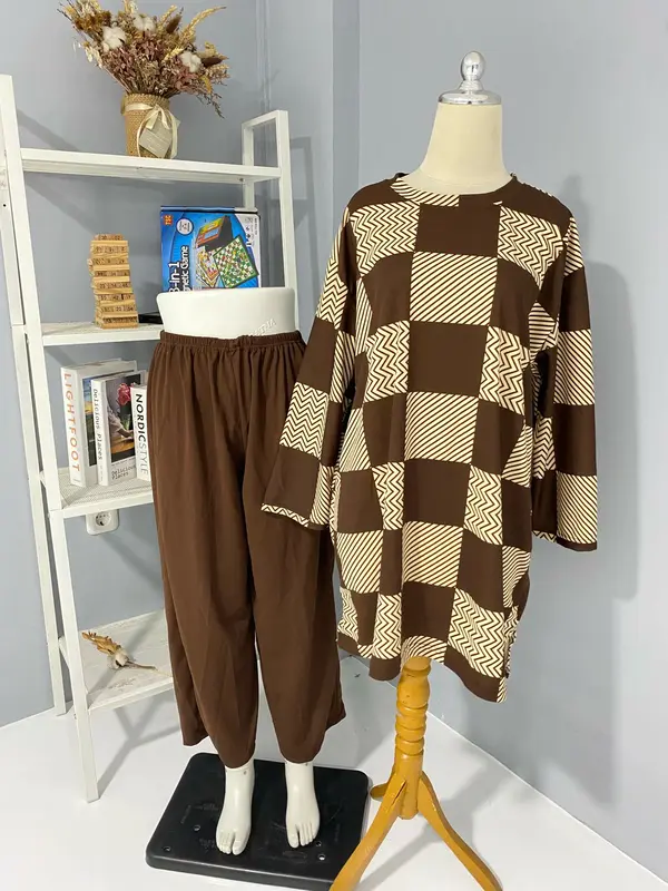 MM SETELAN WANITA LENGAN PANJANG MOTIF ARUNA BAHAN VOXY BISA COD 2