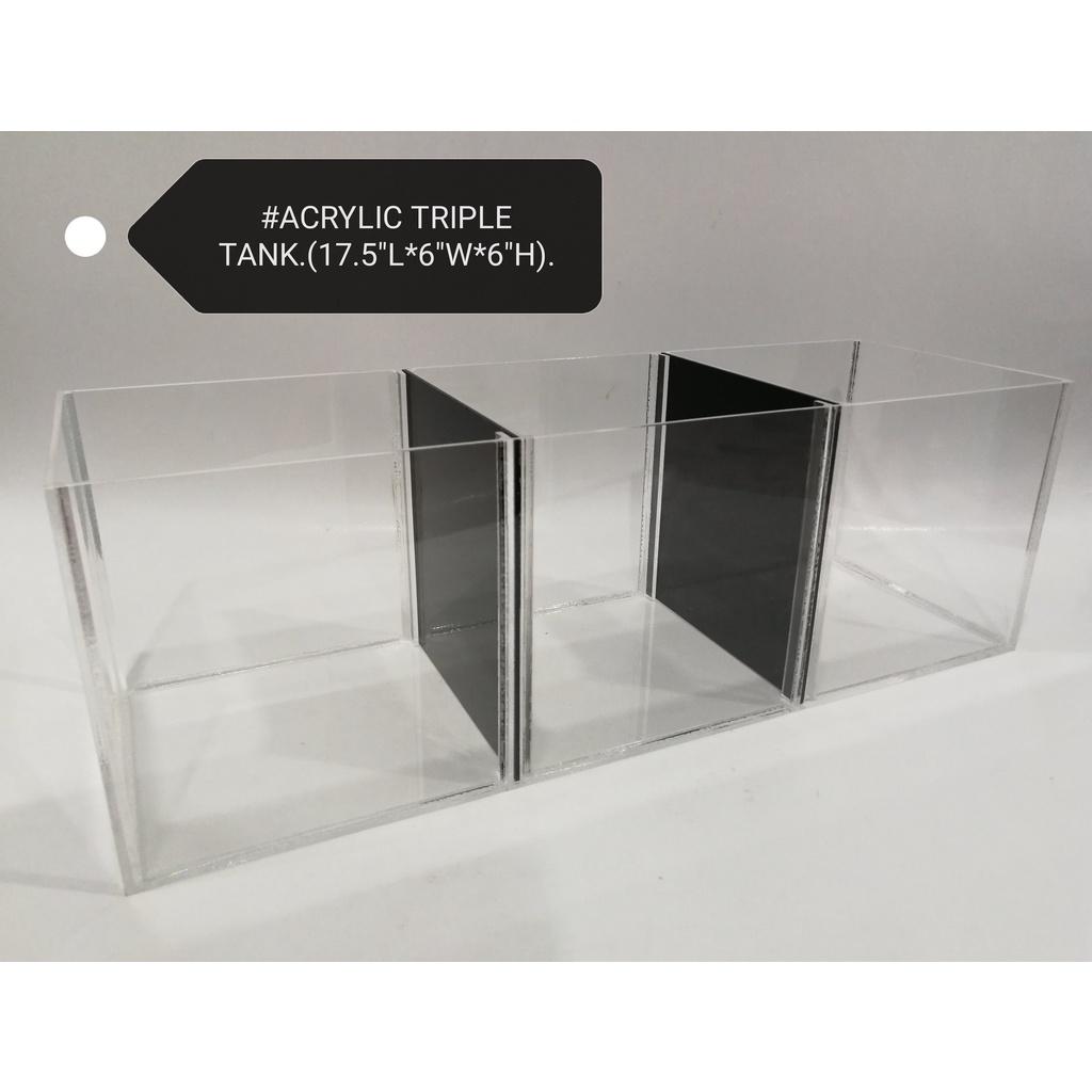 Acrylic Triple Divider Tank Fish Aquarium Ikan Akuarium