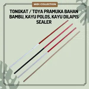 Tongkat / Toya Pramuka bahan Bambu, Kayu Polos, Kayu dilapis Sealer
