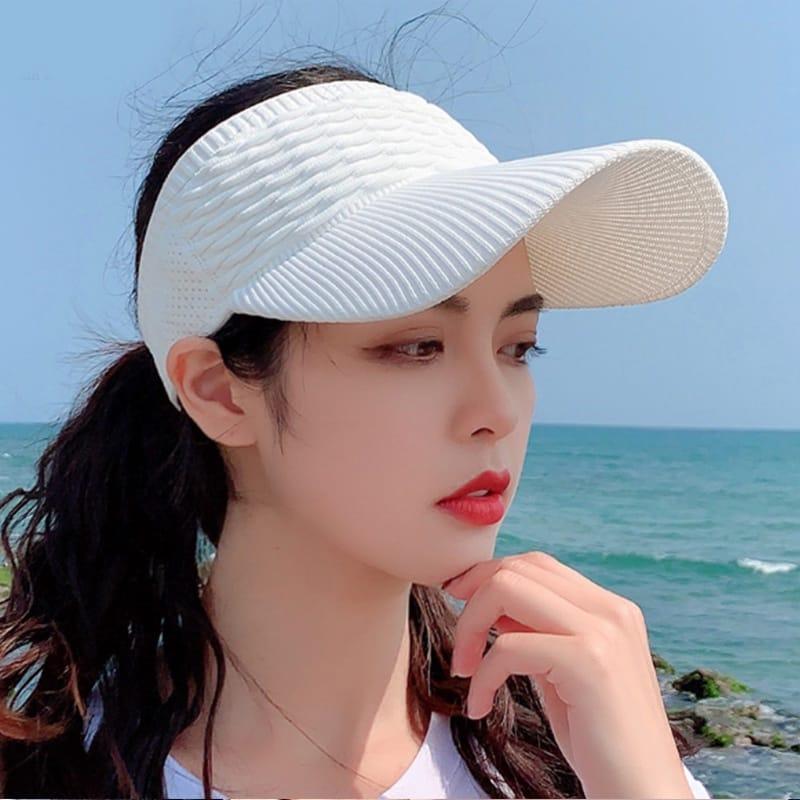 HM Topi Senam Wanita Summer Zumba Topi Knit Visor Sport Baseball Rajut Katun BISA COD 2