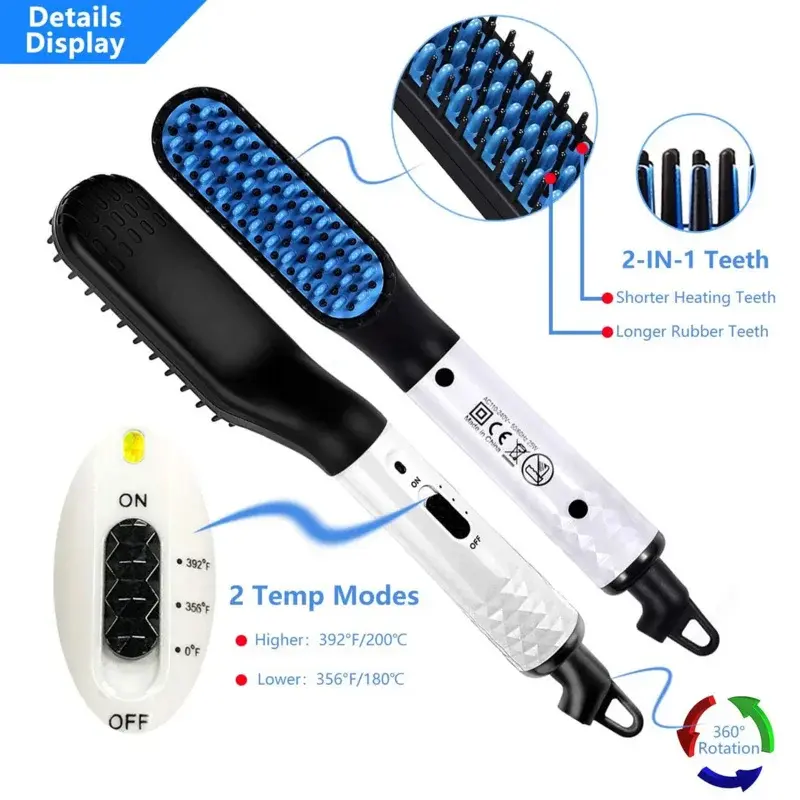 Sisir Pelurus Rambut Pria New Hair Beard Straightener Brush Catok Sisir Pelurus Catokan Rambut 5