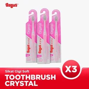 NEW PRODUCT [TRIPLE PACK] BAGUS TOOTHBRUSH CRYSTAL SIKAT GIGI HALUS LEMBUT