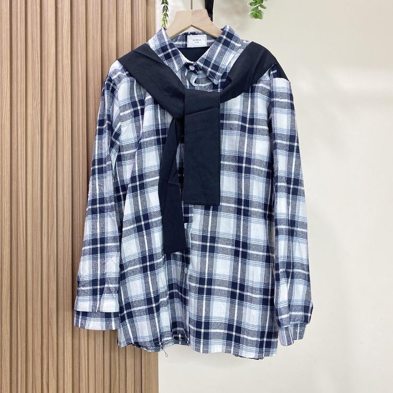 READY STOCK KEMEJA SYAL Atasan Wanita Casual Katun 3