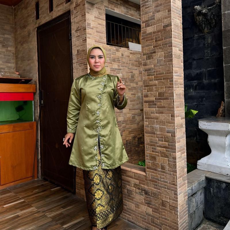 Atasan Kurung Gadis Kretek Wanita Panjang Full Payet Bahan Adem Tanpa Menerawang dan Resleting Depan Formal Muslim 5