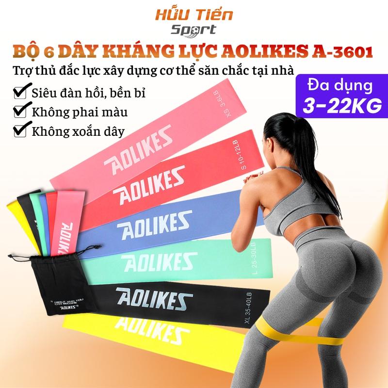 Dây Kháng Lực, Bộ 6 Dây Mini Band Cao Su Kháng Lực Tập Gym Chân Aolikes AL3601 Tập Chân Tập Cơ Chân Tập Cơ Tay Tập Thể Dục