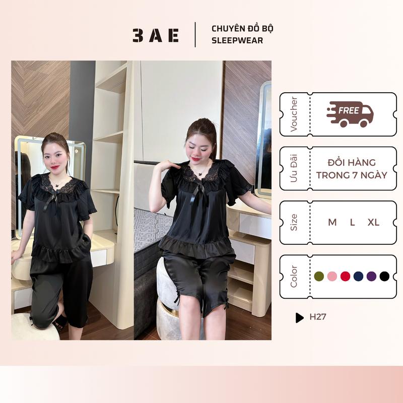 Bộ Bồ Ngủ Babydoll Mặc Nhà - 3AE - Thiết Kế Thanh Lịch, Chất Vải Lụa Latin Mát Mịn