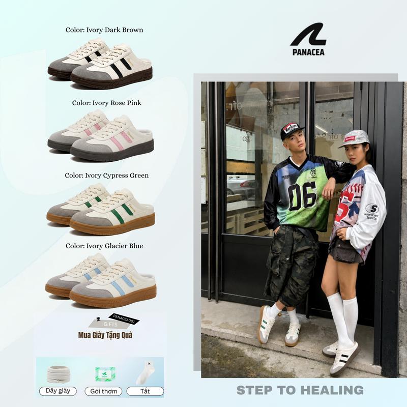Giày Sục Nam Nữ Gat Slip On Panacea Rebel - Màu Ivory Cypress Green - Ivory Dark Brown - Basic Năng Động Đế Bằng Chống Nước Size 36-44 Giày Thoải Mái Phù Hợp Đi Chơi Đi Làm