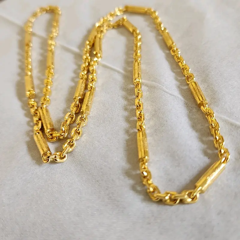 Kalung Bambu Pasir Rantai Nori Lapis Emas Kuning 4