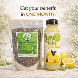 Chia Seed 250gr+Lemovita Sari Lemon 500ml (Pahe Neo 3) Paket bundling minuman enak wijen bahan Juice Jus