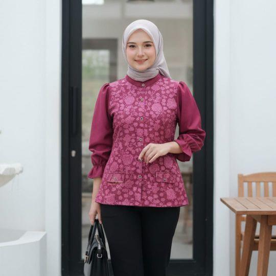 ZALIKA KEMEJA BLOUSE FUKURO JAGUAR EMBOS MEWAH MOTIF BUNGA DENGAN DISAIN ELEGAN
