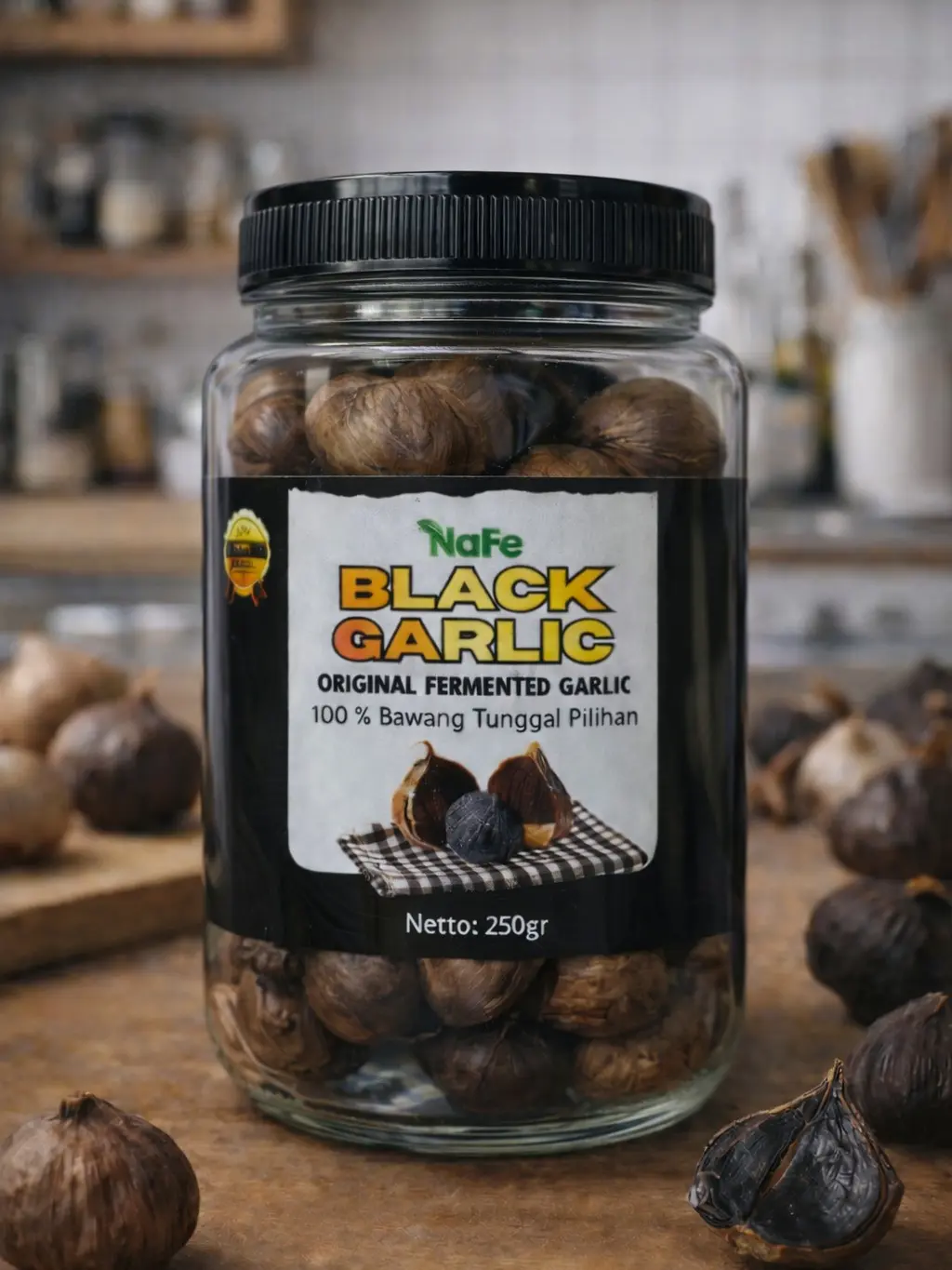 NaFe Black Garlic PREMIUM Bawang Tunggal Bawang Hitam Bawang Lanang Solo rempah Black Garlic 250gr