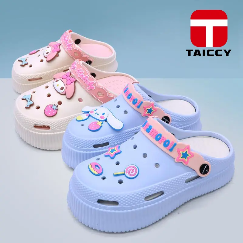 TAICCY Sandal Kodok Wanita Dewasa Jelly Fuji Sendal Baim Wedges Karakter Kartun Sandal keluarga EVA Ukuran 20-41 0