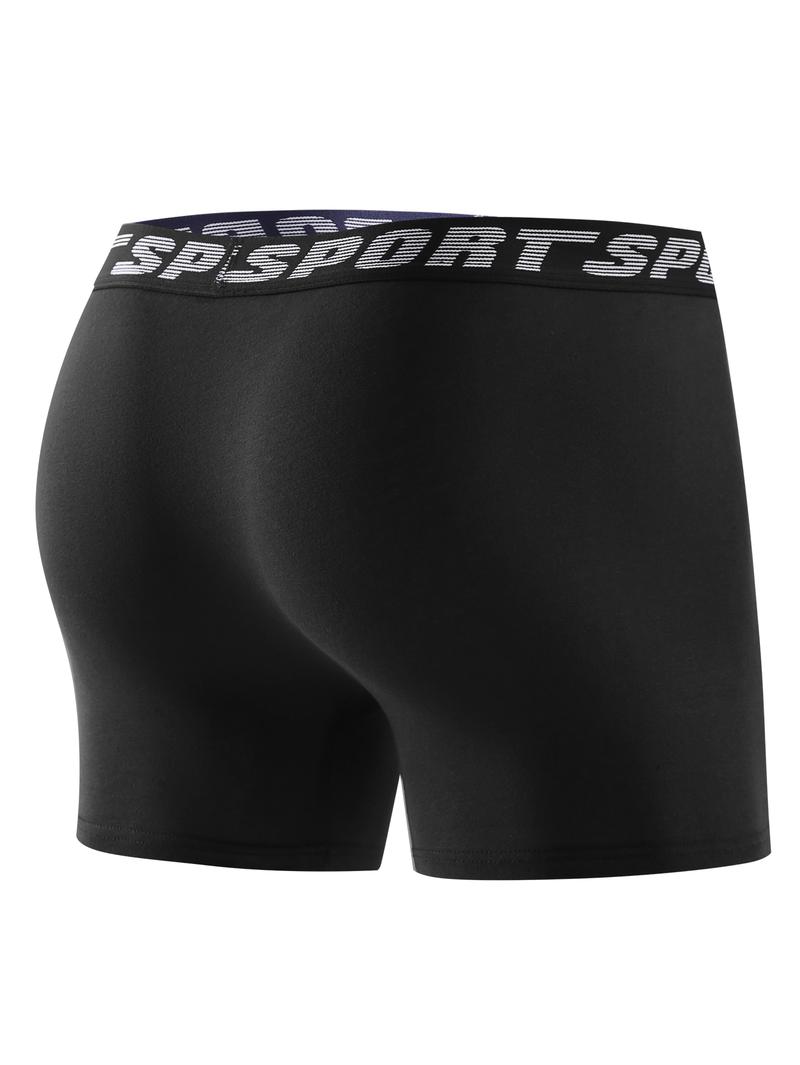 Product Introduction of 1/4 pack men's long boxer briefs, athletic fitness leggings, breathable and comfortable boxers 7