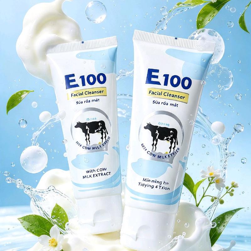 E100 Sữa Rửa Mặt Combo2 Túp Với Sữa Bò Giúp Da Mềm Mịn Và Tăng Sắc Da