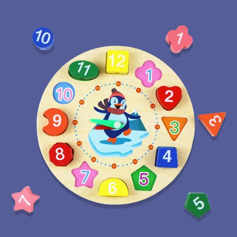 [IM] Mainan Edukasi Dini Bentuk Jam Putar / Sensory Educatiton Geometri Bentuk Bangun Ruang / Puzzle Angka Jam / Mainan Montessory Clock / Puzzle Kayu Unik 4
