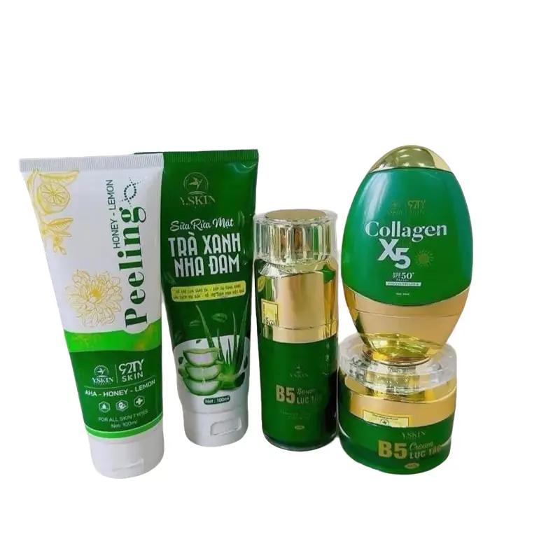 Combo 5 sản phẩm kem face serum kem chống nắng tẩy da chết sữa rửa mặt Yskin