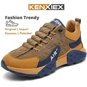 Sepatu Sneakers Pria Importy Shoes Fashions Casual Men's Canvas Olahraga Sport KENXIEX 120618 - Black/White/Brown Kasual