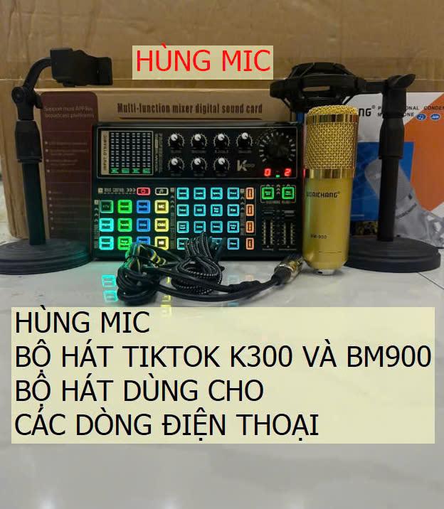  Combo dùng cho các dòng điện thoại Bộ Hát Thu Âm Livestream BM900 - Sound card K300 có kẹp mic và kẹp điện thoại 