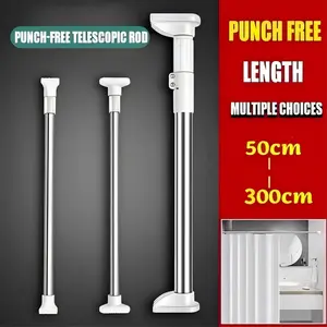 ID HOME 50cm-300cm Tiang Jemuran pipa flexible Tiang Tirai Kuat Multifungsi Tidak meninju Batang Kamar Mandi Plastik Shower tiang  fleksibel strong lurus