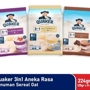 Quaker 3 in 1 Sereal Oats @28gr × 10 sachet Oatmeal Cereal Food