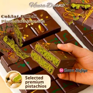 (100% Halal) Chocolate Dubai Original Crispy "PISTACHIO KUNAFE" Berat ±270 gr Size 16x8 , Coklat Viral Lembut Meleleh Dimulut Food Cocoa Cemilan Makanan Cokelat Snack