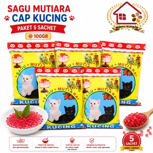 (5pcs x 100gr) MUTIARA KUCING Sagu Mutiara Cap Kucing untuk Kue dan Hidangan Penutup Baking Food