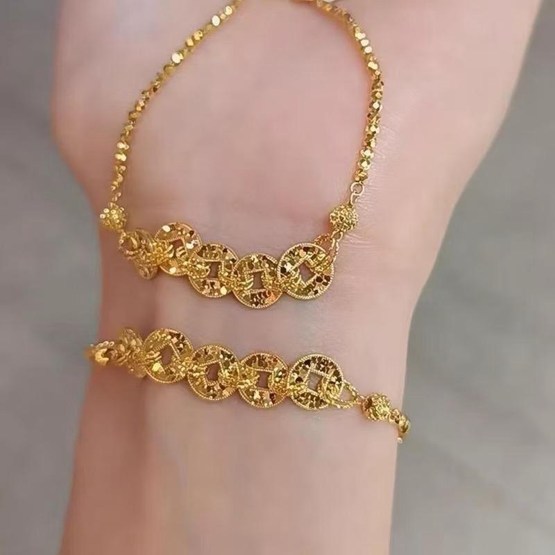 Titan Lắc Tay Phong Cách Cổ Điển 5 Đồng Xu Hoàng Gia Bền Màu Voi Phụ Kiện Sang Trọng