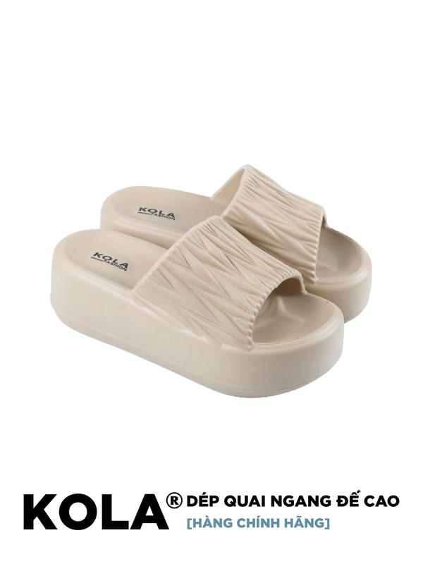 Dép quai ngang đúc nữ KOLA đế cao 7cm hack dáng nhún nhẹ