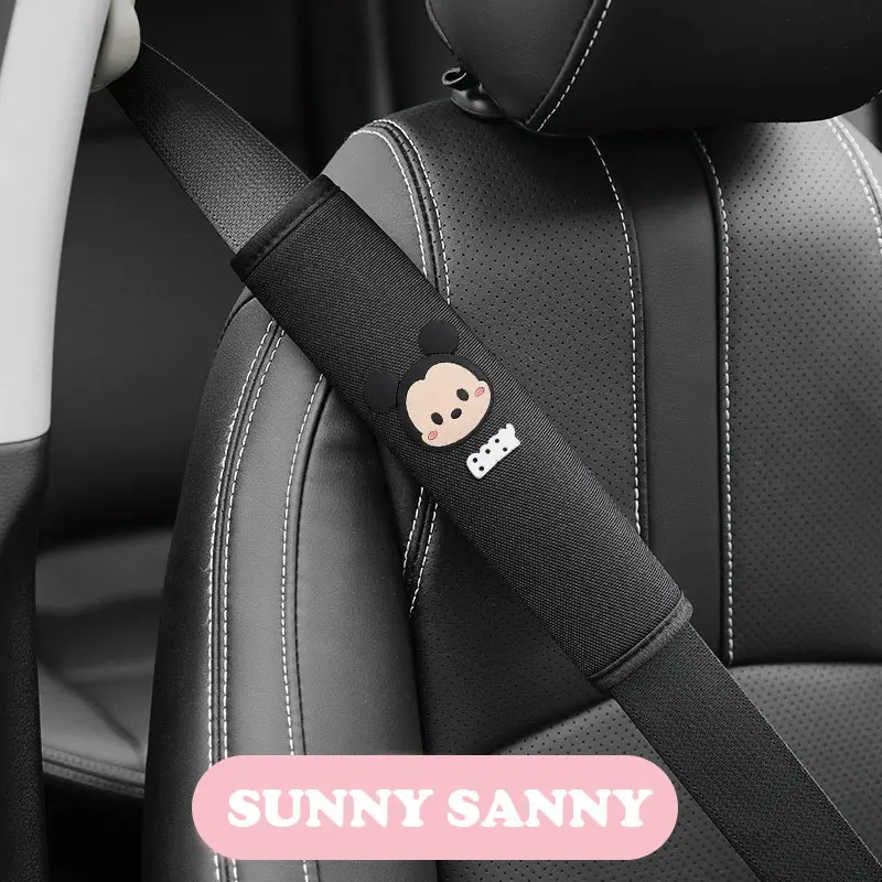 Sarung Cover Seatbelt Mobil Mickey Minnie Corgi Car silikon Blue 7