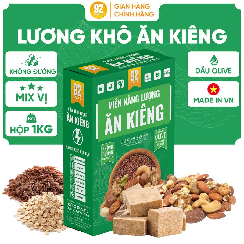 [MỚI] 1kg Lương Khô Ăn Kiêng Mix Vị Ít Calo Ăn Vặt Thay Thế Bữa Ăn Hộp 1kg 65-68 Viên
