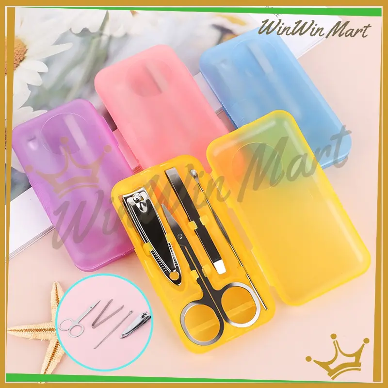 Menicure Pedicure set jepitan kuku 4IN1 /stainless manicure set 4in1/Manicure set 4 in 1 Gunting Potong Kuku Korek Kuping dan Pinset cabut bulu