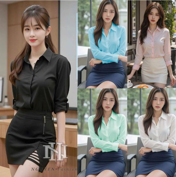 [A3] Áo Sơ Mi Nữ Công Sở Tay Dài-Chất Liệu Lụa-NGUYEN FASHION - Sang Trọng, Thanh lịch, Không  Nhăn Thoáng Mát