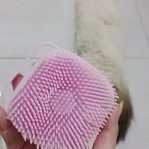 Sikat Mandi Kucing Anjing Silikon Sisir Sikat Bulu Karet / Silikon Pijat Grooming Hewan