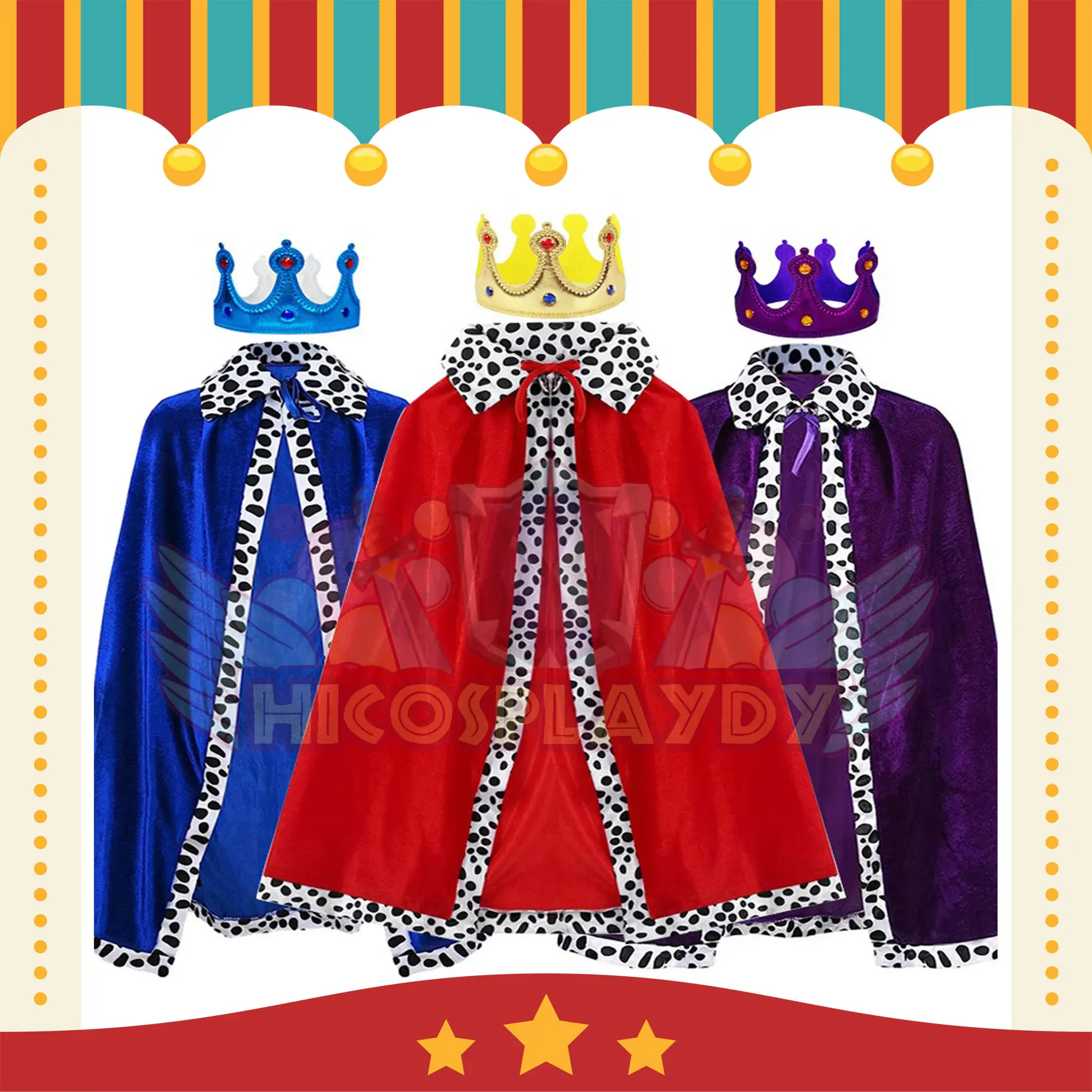 hiCosplaydy Kids Adult King Costume Luxury King Cape Noble King Costumes Prince Cosplay Christmas Red Cape Halloween Crown Cosplay Costume