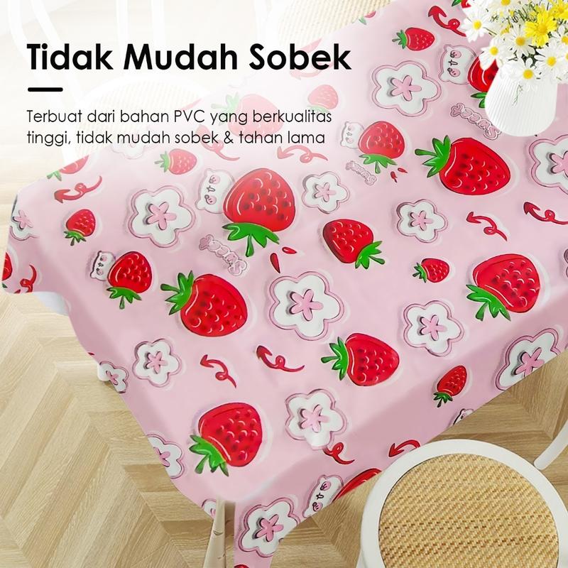 Taplak Meja Makan Motif Buah Tahan Air Ukuran 137x183cm Desain Modern 4 - 6 Kursi / Taplak Ruang 2