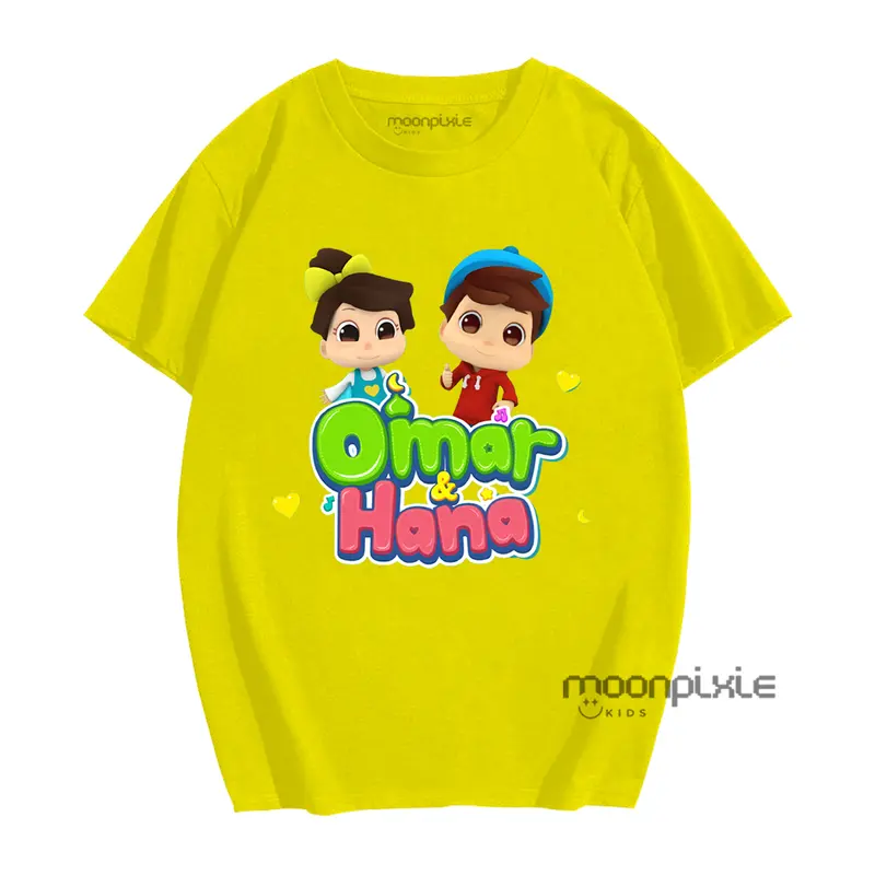 Baju Kaos Anak Motif Omar dan Hana Anak Laki-Laki/Perempuan Usia 1-12 Tahun Bahan Cotton Combed 30s 1