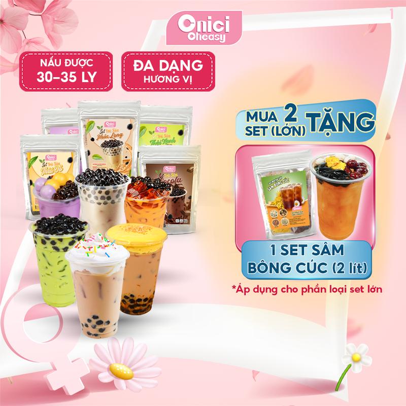 Set Trà sữa trân châu [set nguyên liệu làm Trà sữa Phúc Long 35 ly] 6 vị BẾP CỦA MẸ ONICI - kèm Công Thức nấu - Topping trân châu