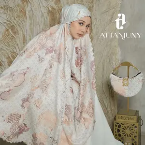 ATTANJUNY - Mukena Dewasa Silk Motif 2in1 Silky Mewah Karafa Series Atasan Bawahan Cantik Lembut