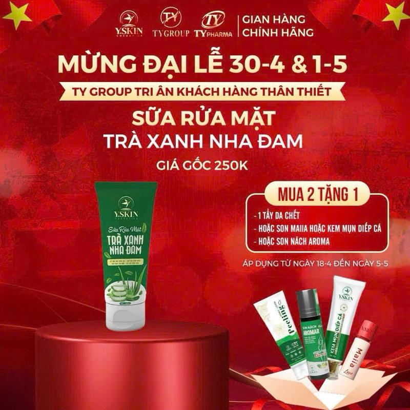   MUA 2 TẶNG 1  Sữa Rửa Mặt Trà Xanh Nha Đam  YSKIN  Loại 100ml  Mua 1 tặng 1 sp mini hoặc 2 NMN mini  