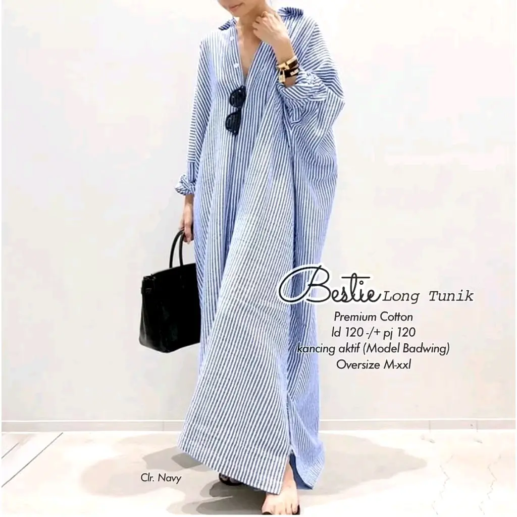 bestie long tunik/tunik korean style /tunik kekinian Kancing Oversize