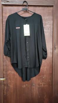 Product Review of Atasan Wanita Rayon Twill premium Panjang Baju Dewasa All size  muat sampe BB 70  Nyaman Lembut Kancing Kain Formal High Hitam from p**i 0