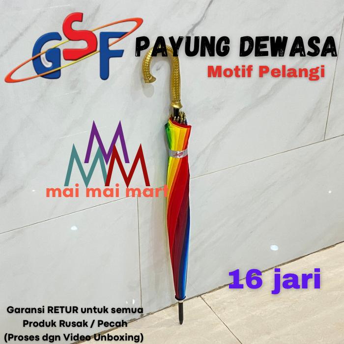 Payung Pelangi Jumbo Dewasa 95cm Golf Umbrella Outdoor GSF 4516 4