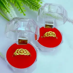 Cincin motif bulat sepuh emas 24k lapis kristal