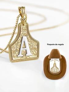 Collar con colgante de letras de acero inoxidable para mujer, diseño grabado de vaquero occidental, adorno de diamantes de imitación, regalo de joyería para uso diario
