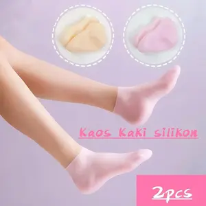 1 Pair Kaos Kaki Silikon Anti Cracking Anti Lecet Universal Moisturizing Spa Latex Silicone Foot Care Socks Gel Cracked Heel Anti Kaki Pecah Pecah Penghalus Telapak Kaki Free Size Protector