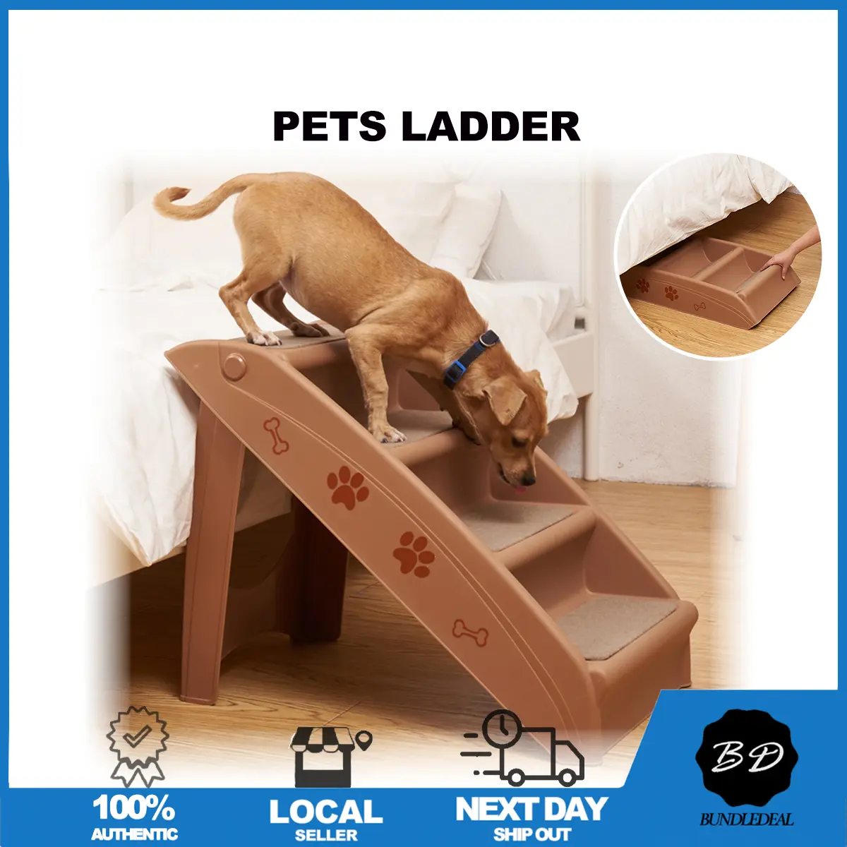 [SG] Foldable Pet Climbing Staircase/ Bed & Sofa Stairs for Dog Cat/ Portable Ramp for Climbing/ Stowable Stair Puppy